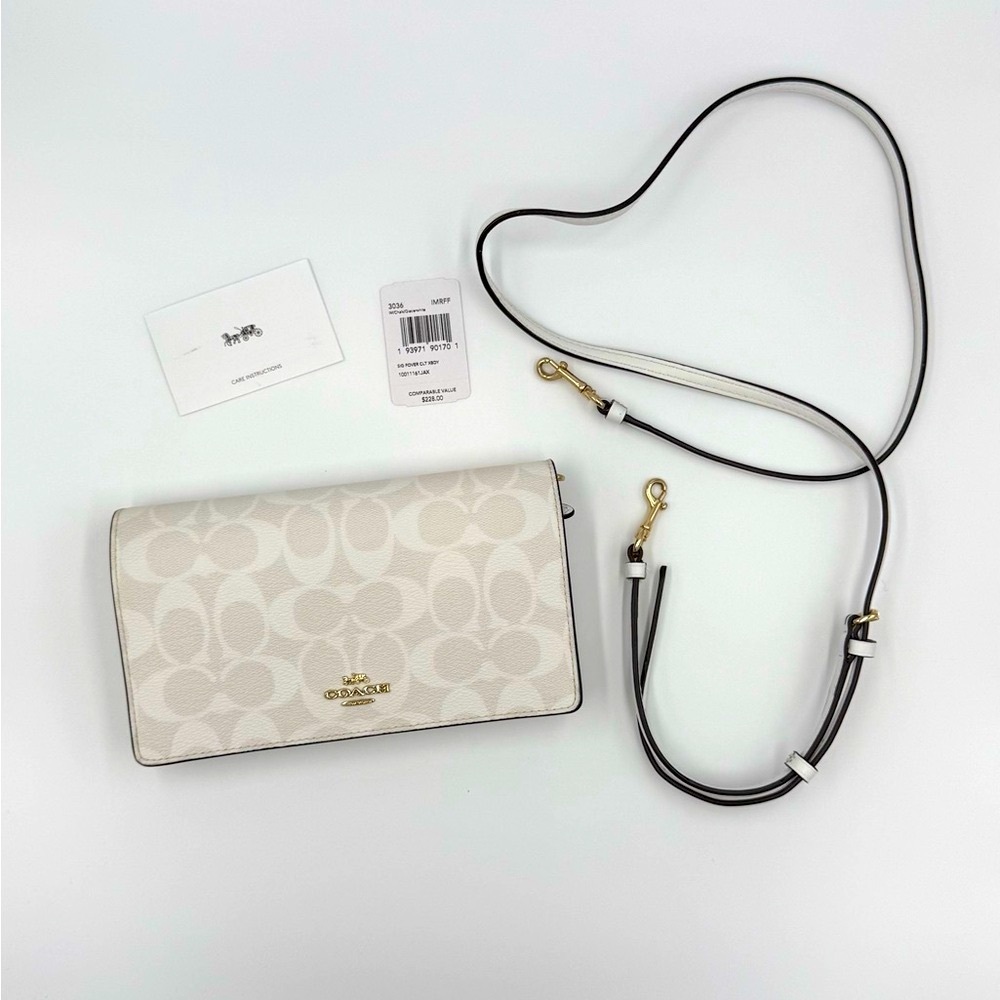 COACH ANNA FOLDOVER CLUTCH CROSSBODY IN SIGNATURE CANVAS
